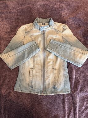 Light Wash Denim Zip-Front Jacket